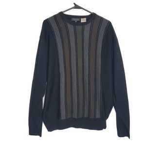 Vintage Cellini Mens Long Sleeve Pullover Striped 3D Textured Size XXL